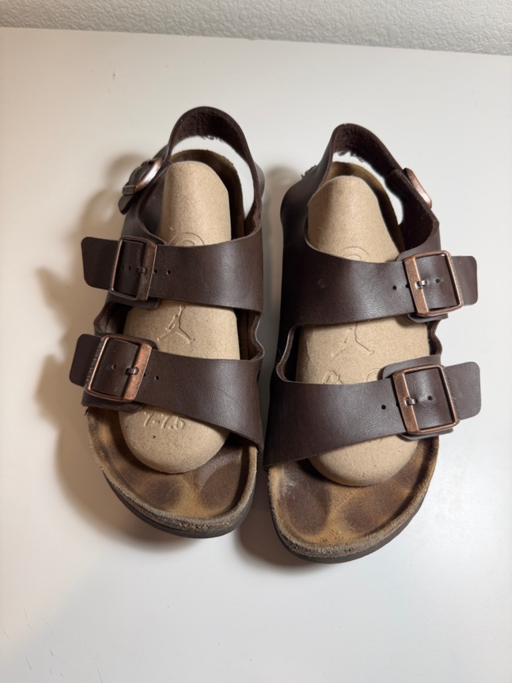 Birkenstock Men's Brown Double-Buckle Leather Sandals
